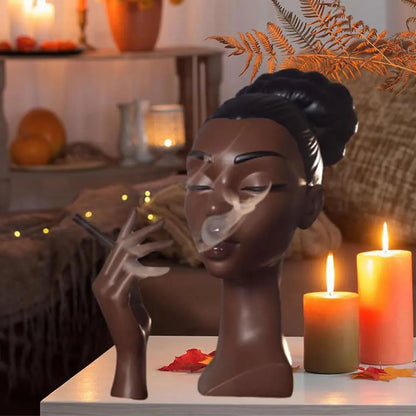 Black Woman Incense Burner – Resin Sculpture Censer for Home & Office Decoration 2