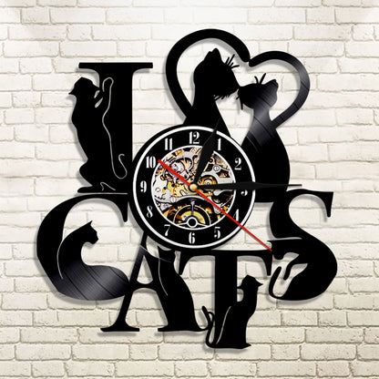 I Love Cats Vinyl LED Wall Clock 2
