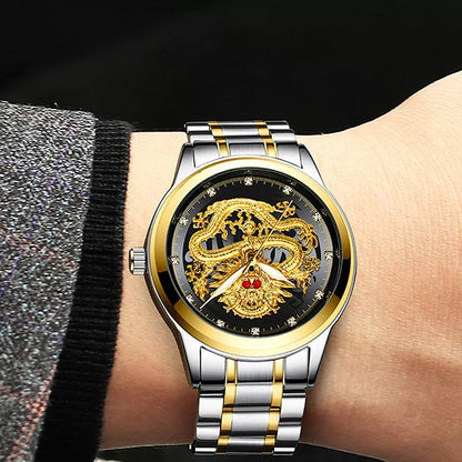 Embossed Golden Dragon Watch 2