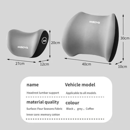 Memory Foam Car Headrest & Lumbar Support Cushion 2