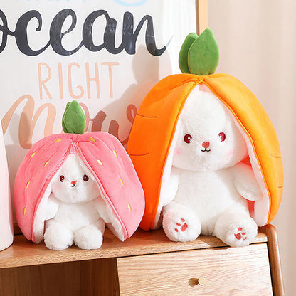 Large Reversible Carrot Rabbit & Strawberry Bunny Plush Pillow (70cm) 2