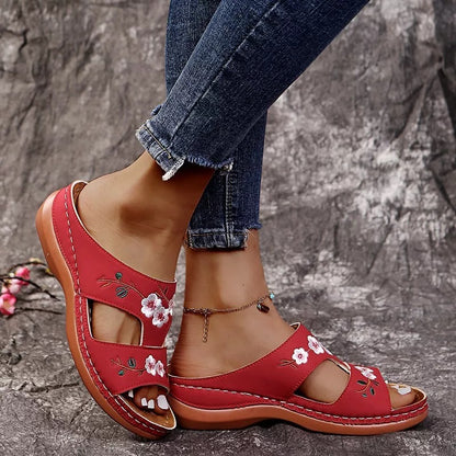 Flower Embroidered Vintage Casual Wedges Sandals 2