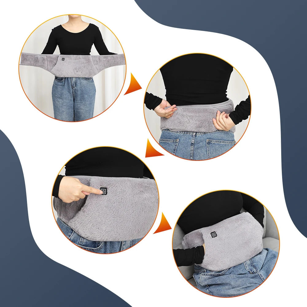 Electric Graphene Heating Belt – 3-Level Adjustable Warmth for Abdomen, Waist & Hands, USB Rechargeable 3