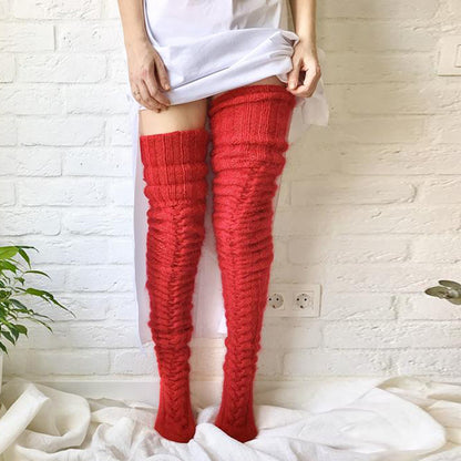 Warm Wool Knitted Over Knee Long Socks 3