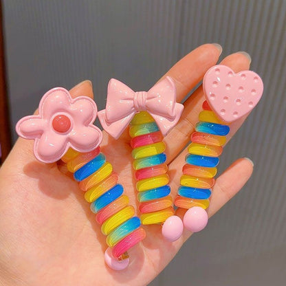 Colorful Telephone Line Hair Bands-3PCS 3