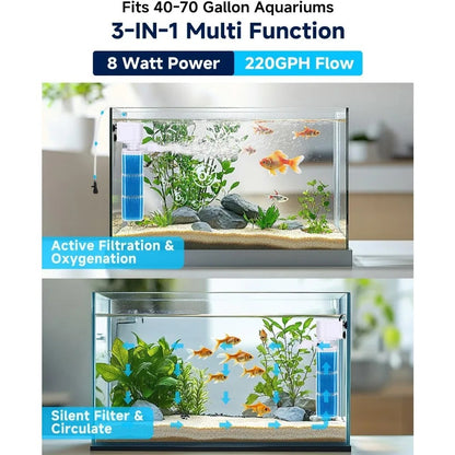 Built-in Fish Tank Filter – Powerful & Silent Aquarium Cleaner 3