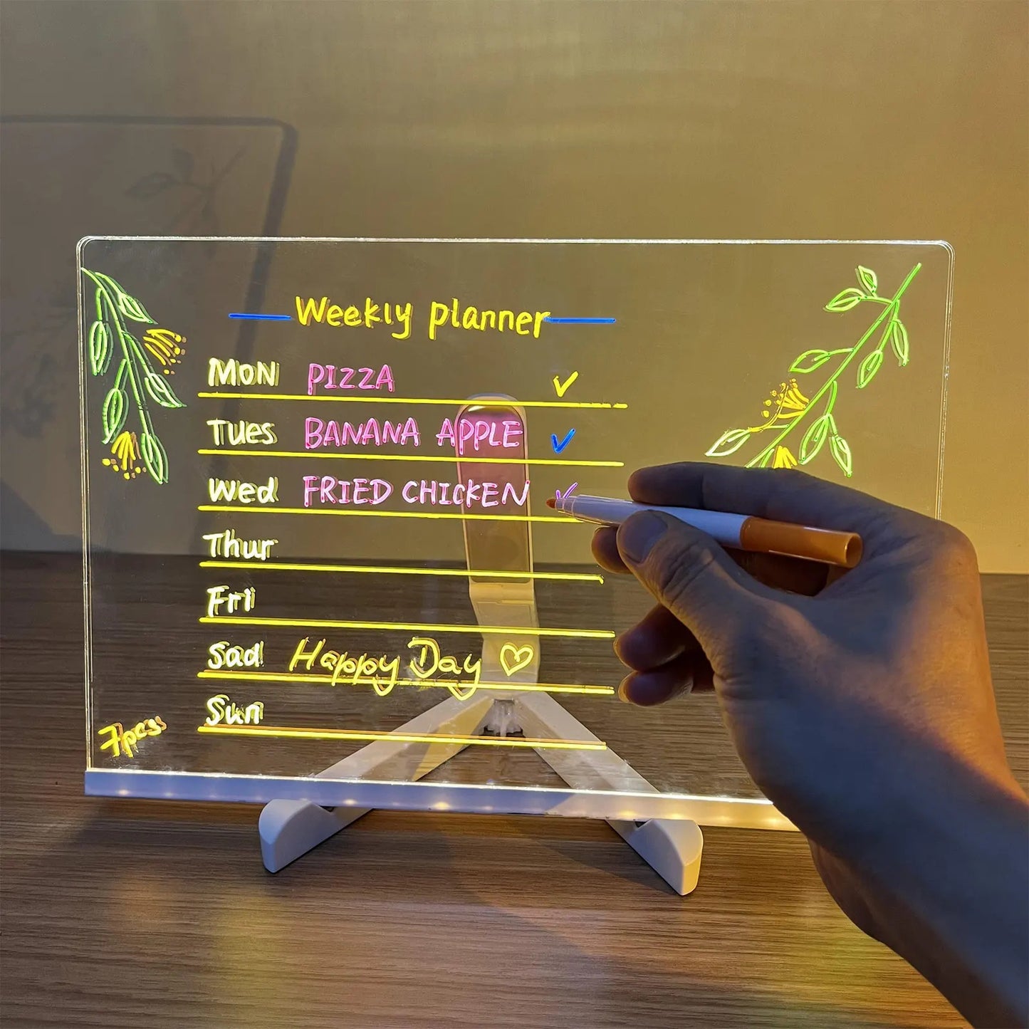 LED Acrylic Message Board – Erasable Glowing Memo Night Light with USB Power 3