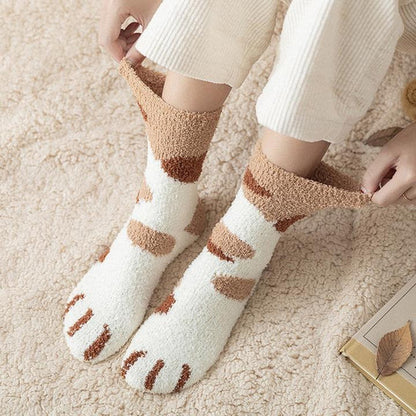 Cute Cat Paw Fluffy Winter Socks 3