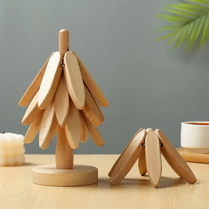 Wooden Foldable Flower Trivet 3