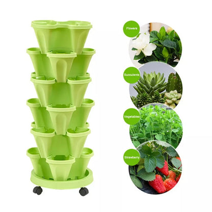 Stackable Plants Pot - 6 Trays+ Wheel Tray 3