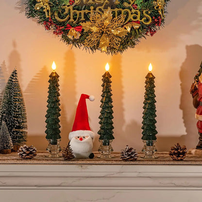 Real Wax Christmas Tree Led Flickering Taper Flameless Candles 3