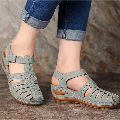 SOFT PU LEATHER CLOSED TOE VINTAGE ANTI-SLIP SANDALS 3
