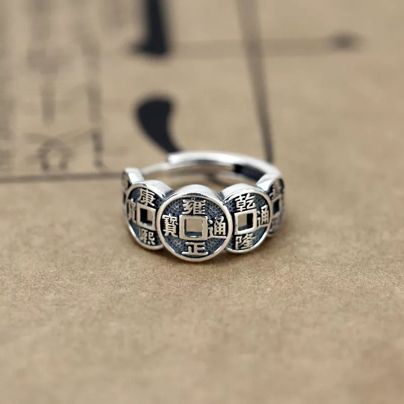 Five Emperor Coin Auspicious Ring 3