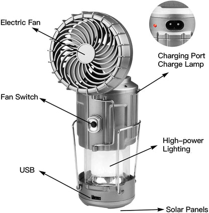 6 in 1 Portable Outdoor LED Camping Lantern With Fan 3