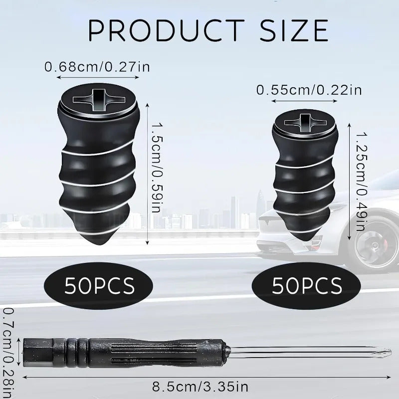 100-Piece Tire Repair Kit – Self-Service Screws & Tools with Screwdriver for Car & Motorcycle 3