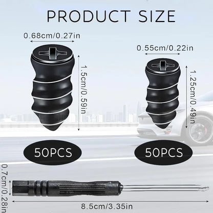 100-Piece Tire Repair Kit – Self-Service Screws & Tools with Screwdriver for Car & Motorcycle 3