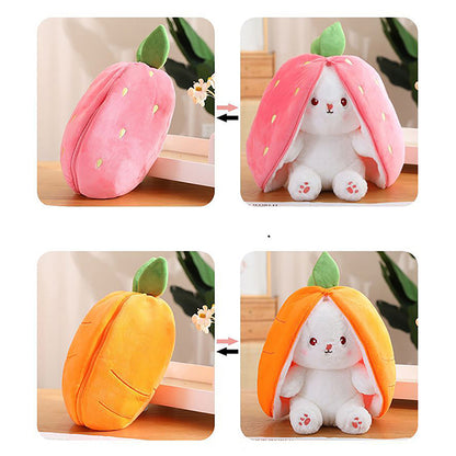 Large Reversible Carrot Rabbit & Strawberry Bunny Plush Pillow (70cm) 3