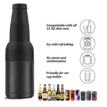 Beer Bottle and Can Cooler with Beer Opener 3