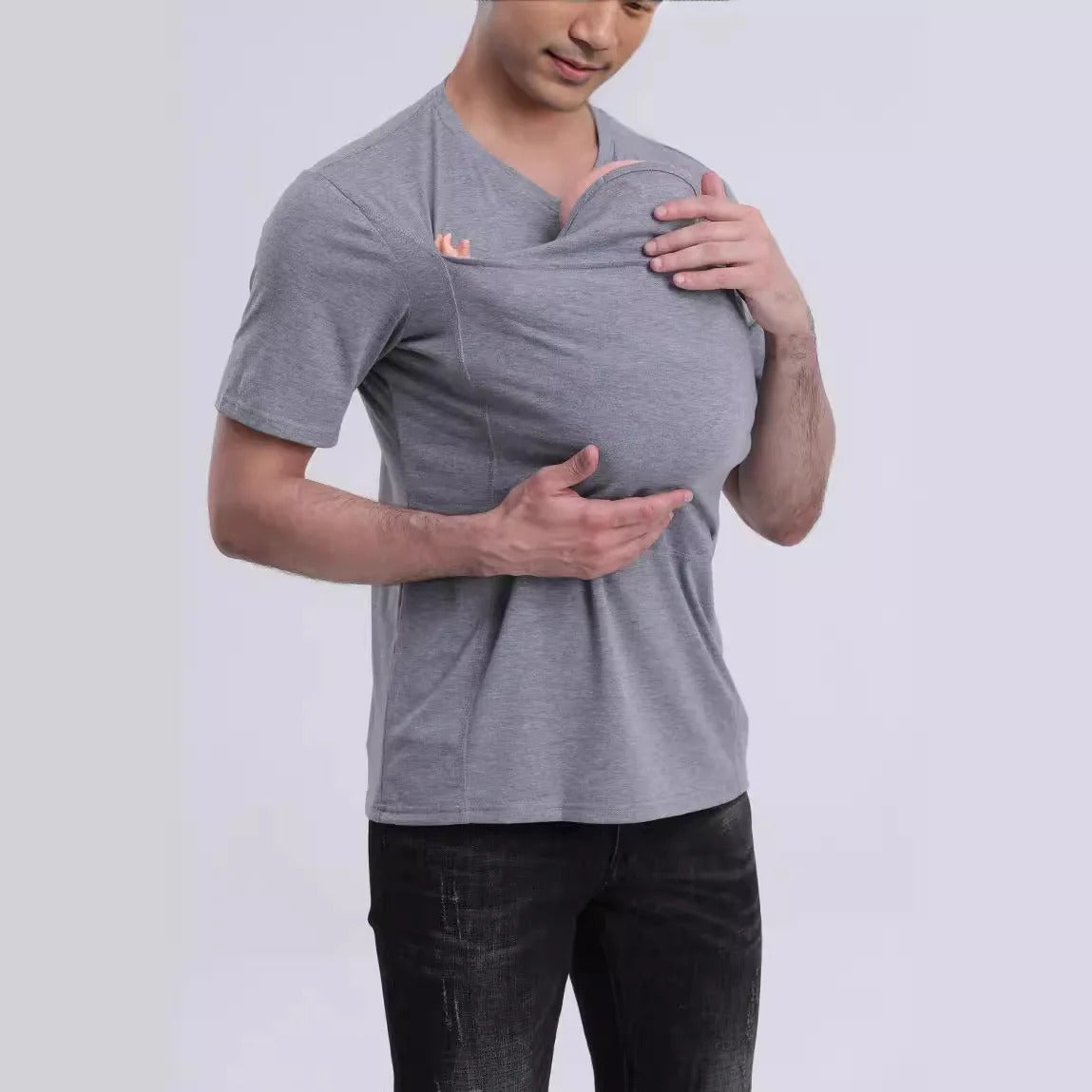 Men's Baby Carrier Safety Kangaroo Pocket Shirt 3