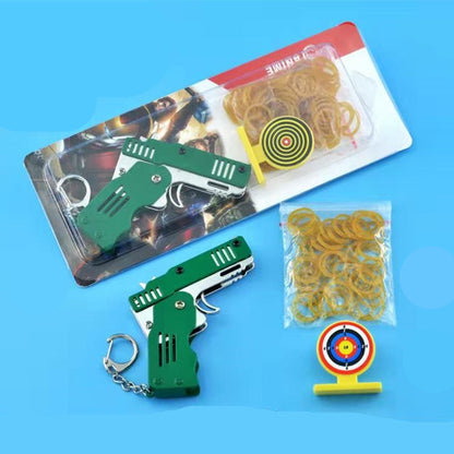 Mini Folding Rubber Band Gun Toy Keychain 3