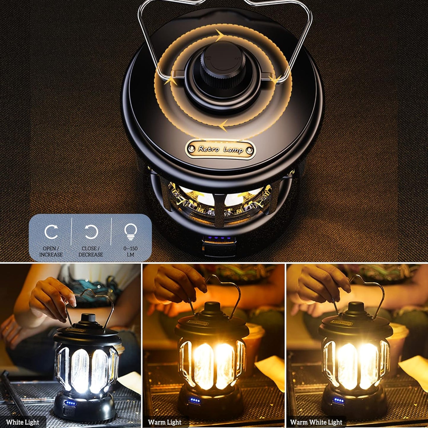 Rechargeable Waterproof Retro Camping Lamp 3
