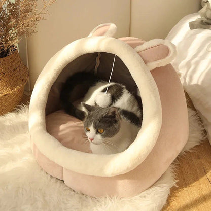 Cute Cat Hiding Warm Cozy House Bed 3