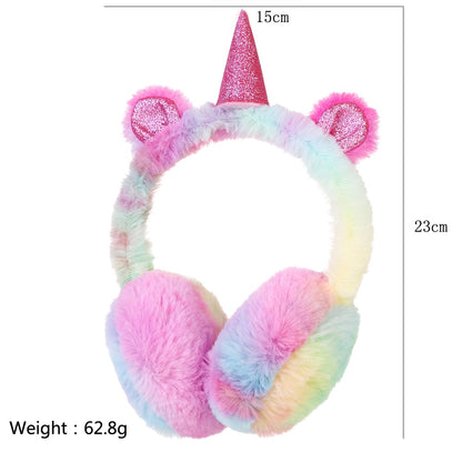 Unicorn Gradient Plush Warm Earmuffs For Kids 3
