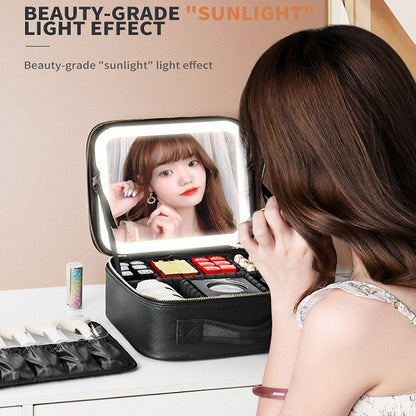 Makeup Organizer Bag With LED Mirror 3