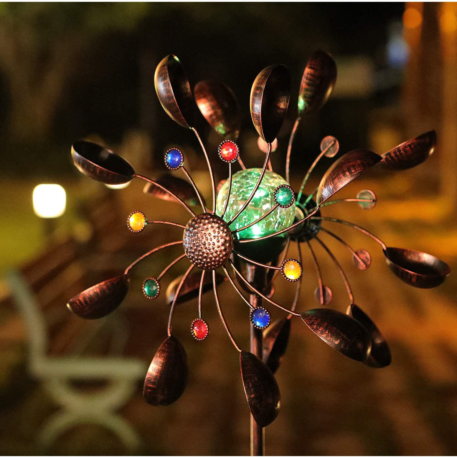 Solar Powered Glass Ball Wind Spinner 3