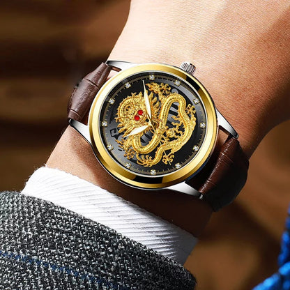 Embossed Golden Dragon Watch 3