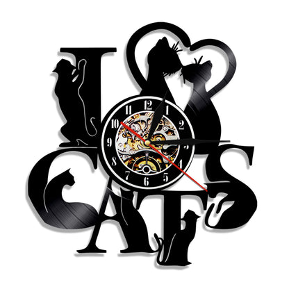 I Love Cats Vinyl LED Wall Clock 3