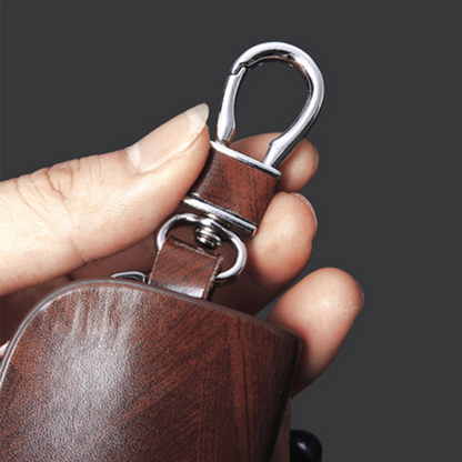 Leather Wood Texture Car Key Case 3