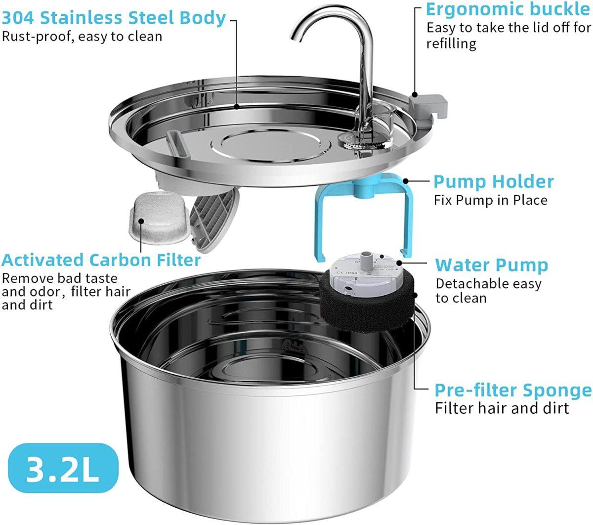 Stainless Steel Cat Drinking Fountain 3