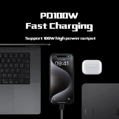 Braided Design Magnetic USB-C Fast Charging Cable 100W 3