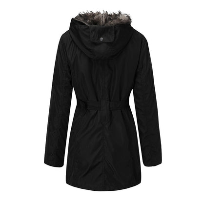 Hooded Faux Artificial Fur Slim Jacket 3