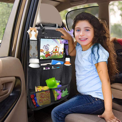 Car Backseat Organizer with Touchscreen Tablet Holder – Seat Back Protector with Storage Pockets for Auto Accessories 3