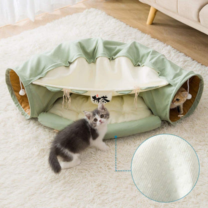 Cat Bed Pet Tent 2 Holes Tunnel 3