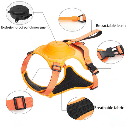 Dog Harness and Retractable Leash Set All-in-One 3