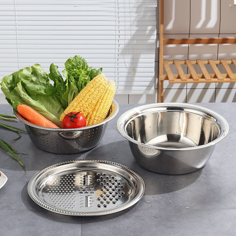 3 In 1 Stainless Steel Vegetable Cutter Slicer Basin 3