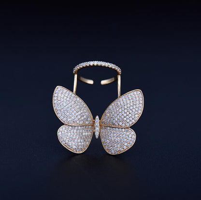 Crystal Stones Made Butterfly Ring 3