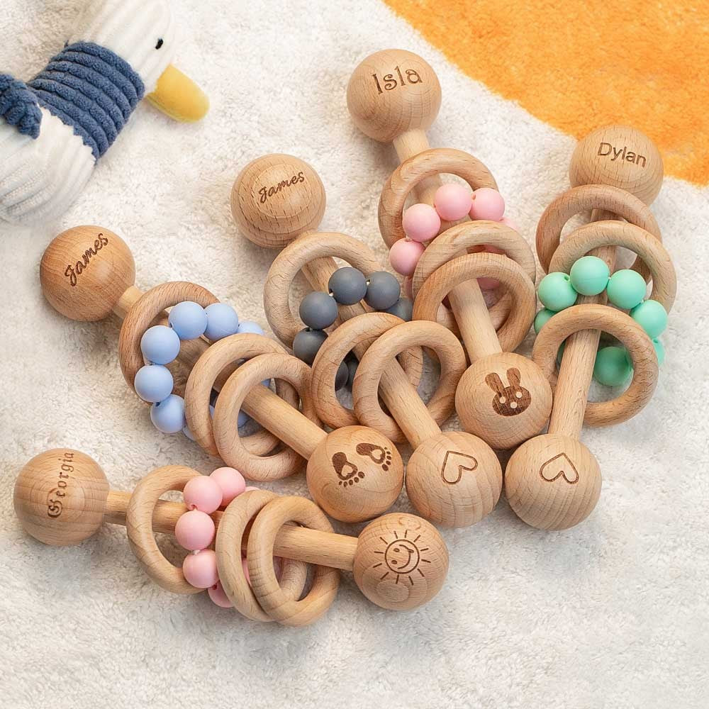 Personalised Wooden Rattle 3