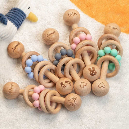 Personalised Wooden Rattle 3
