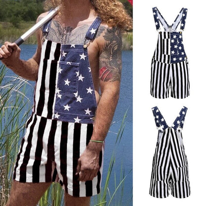 American Flag Unisex Overalls Shorts 3