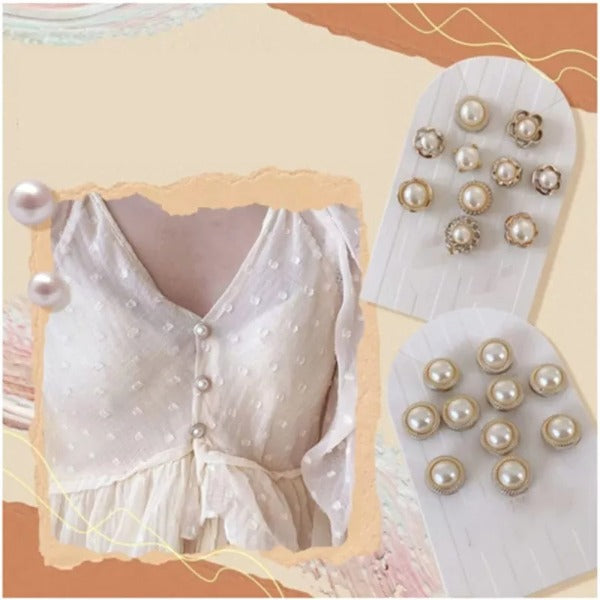Pearl Cover Up Brooch Buttons Set 3