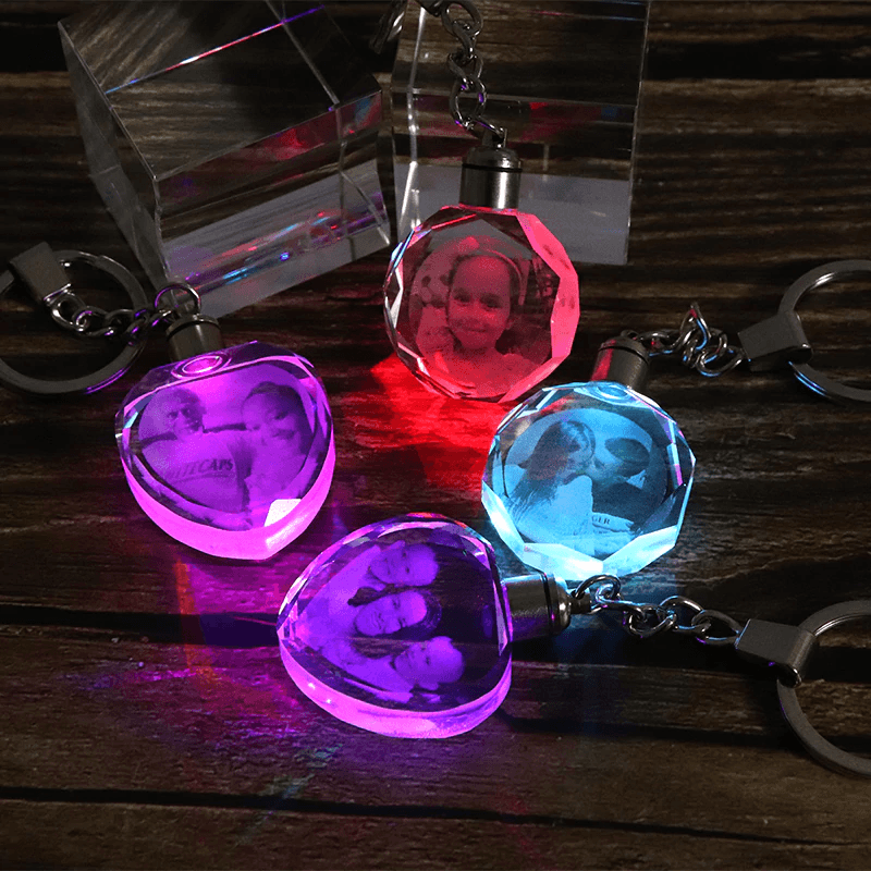 LASER ENGRAVED CRYSTAL GLASS KEY CHAIN 3