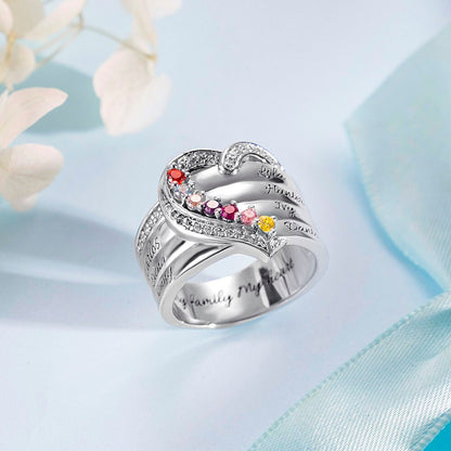 NAMES&BIRTHSTONES HEART RING 3