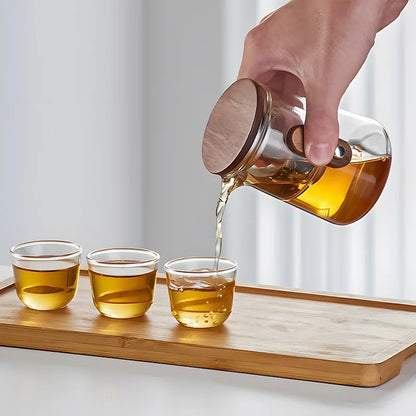 Elegant Travel Tea Set with Glass Teapot & Cups 3