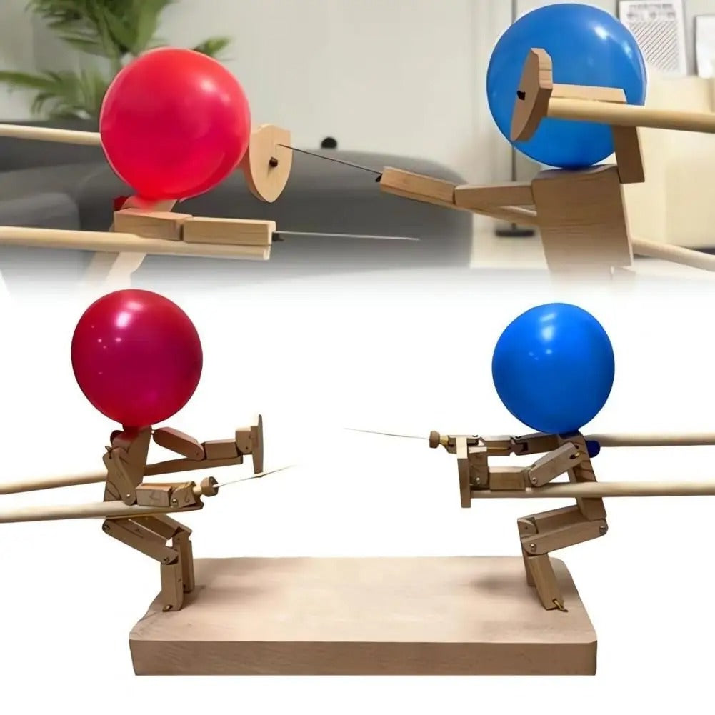 HANDMADE WOODEN FENCING PUPPETS 3