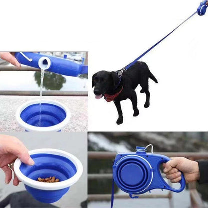 All-in-One Dog Leash with Water Bottle & Bowl – Multi-Function Portable Travel Leash for Pets 3