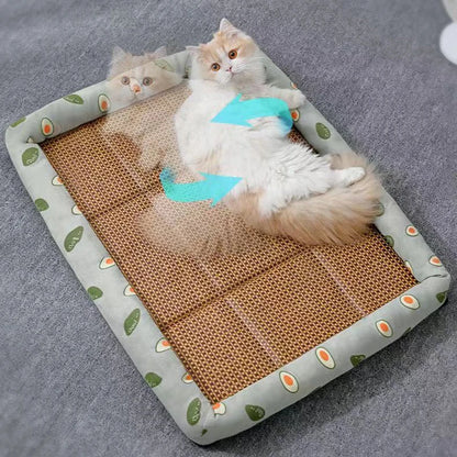 Breathable Natural Rattan Pet Summer Cooling Mat Bed 3
